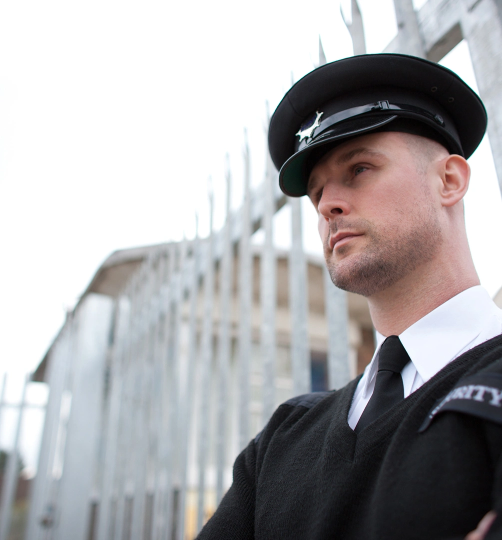 Uniformed guard watching over premises