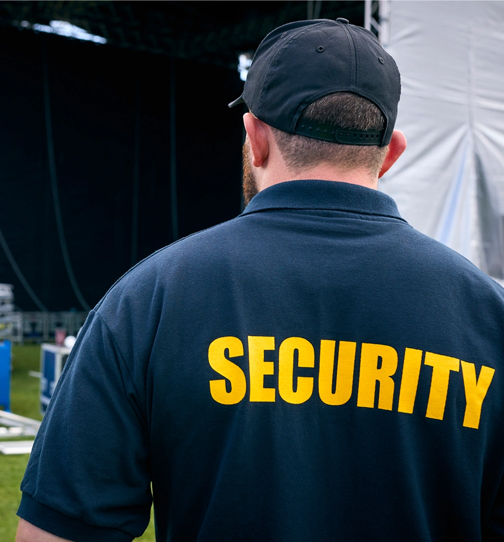 Back view of security personnel