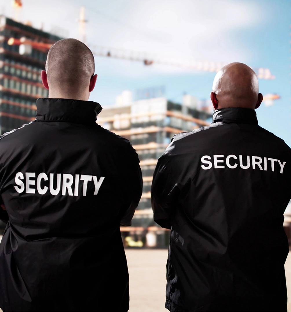 Back view of security officers