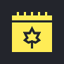 Yellow calendar icon with maple leaf.