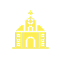 Yellow church icon on black background.