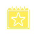 Calendar icon with a star symbol.
