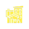 Yellow building icons on black background.